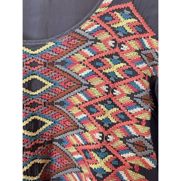 Johnny Was Moni Cupro Blouse Multi Color With Intricate Embroidery Boho Size Med - Picture 6 of 14